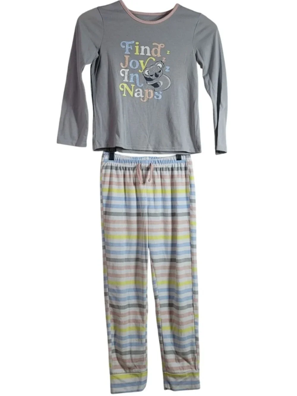 Wonder Nation Girls Pajama Set Gray Size 7 Medium 2 PC Koala Fleece Pants READ